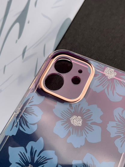 Blue Flower Gradient With Camera Protection Case For iPhone