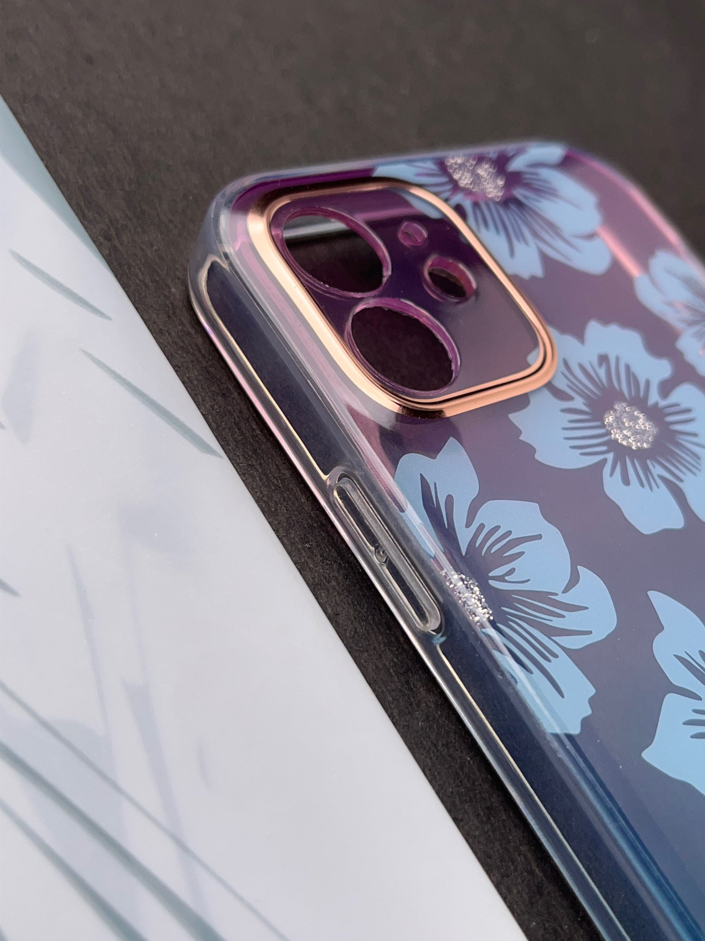 Blue Flower Gradient With Camera Protection Case For iPhone