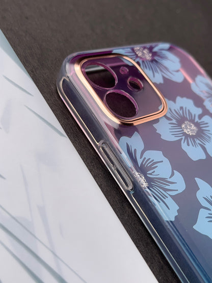 Blue Flower Gradient With Camera Protection Case For iPhone