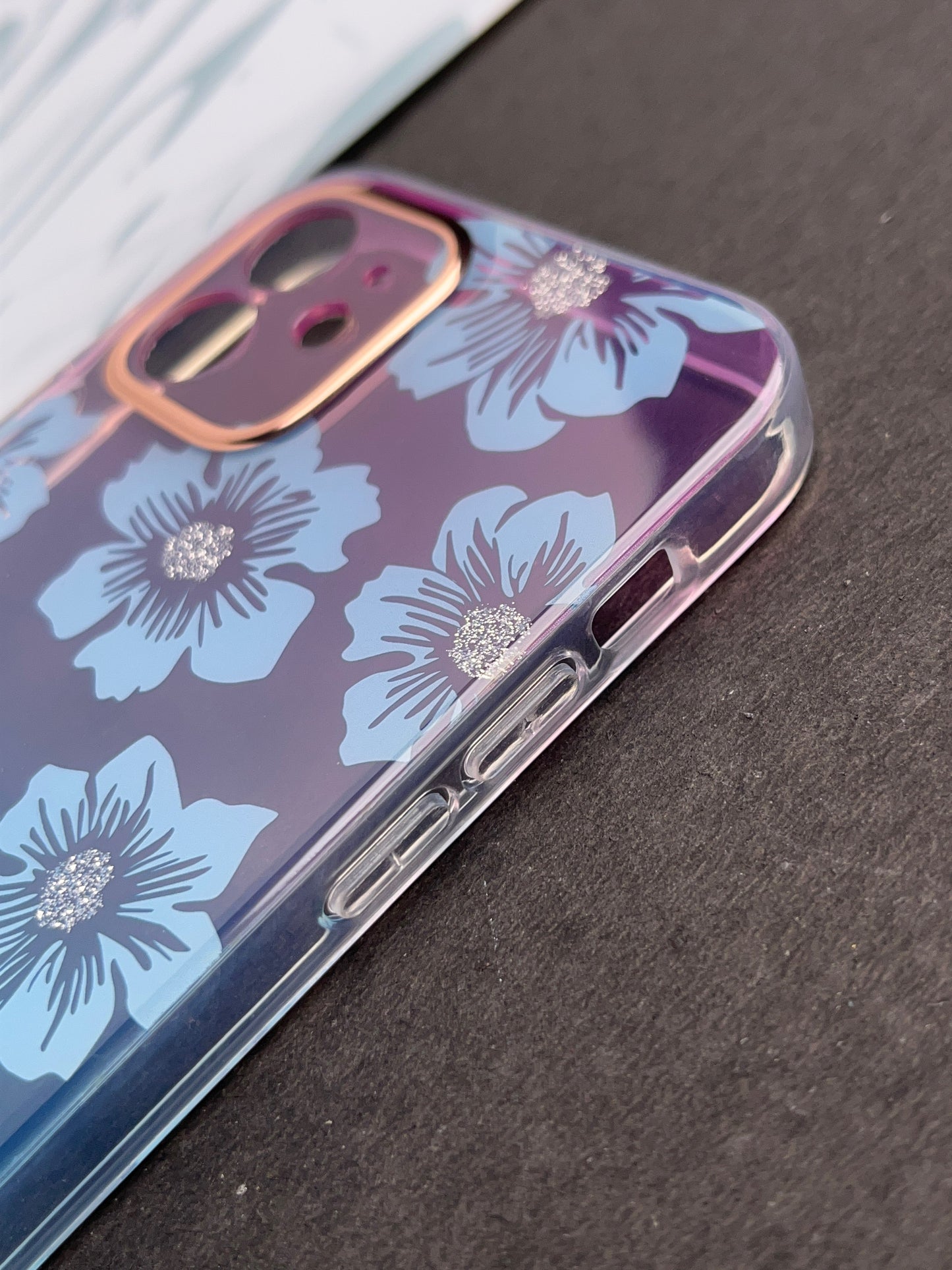 Blue Flower Gradient With Camera Protection Case For iPhone