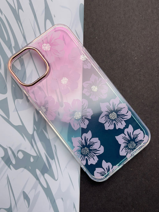 Pink Flower Gradient With Camera Protection Case For iPhone
