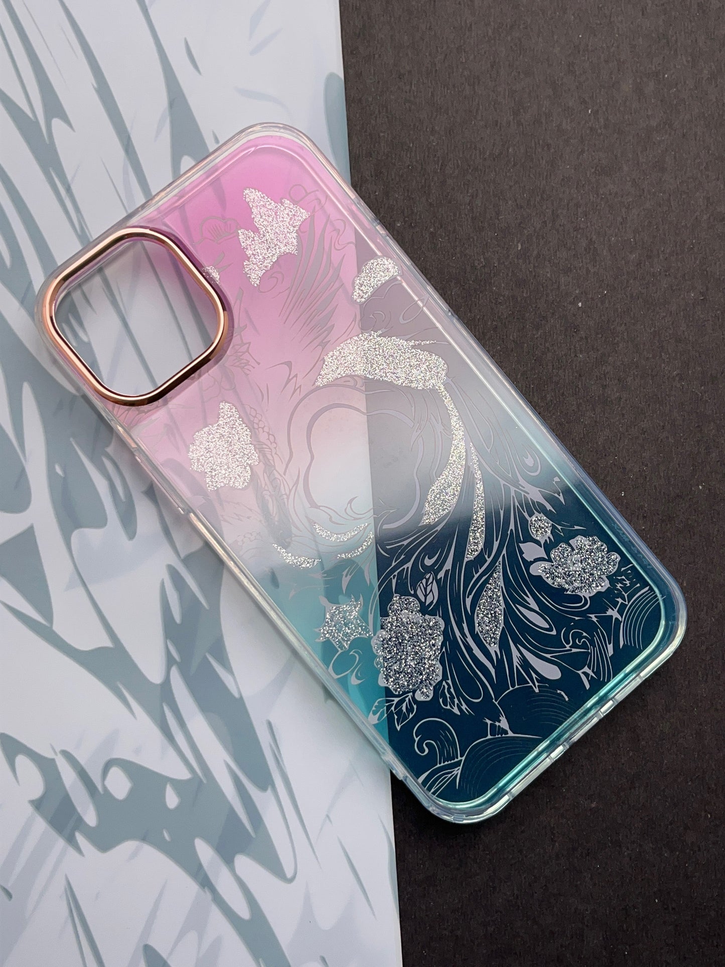 White Rose Gradient With Camera Protection Case For iPhone