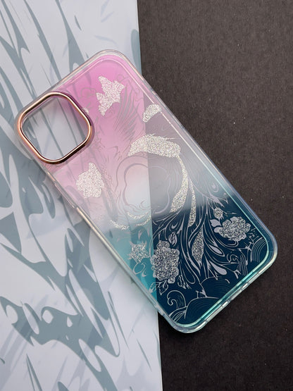 White Rose Gradient With Camera Protection Case For iPhone