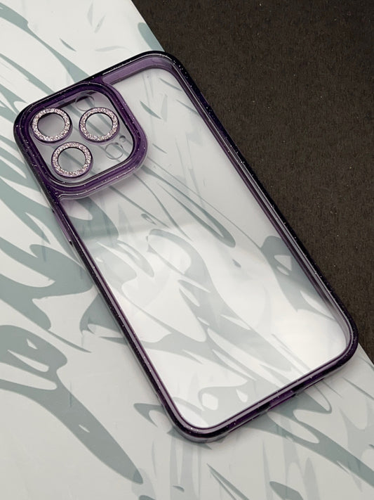 Deep Purple Non Yellow Diamond Camera Lens Clear Bumper Case for iPhone