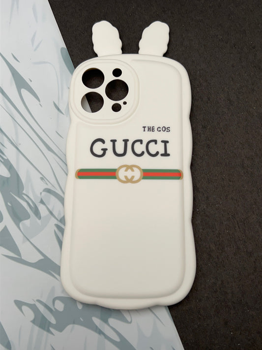 Cute White Rabbit Ears Wave GUCCI Case For iPhone