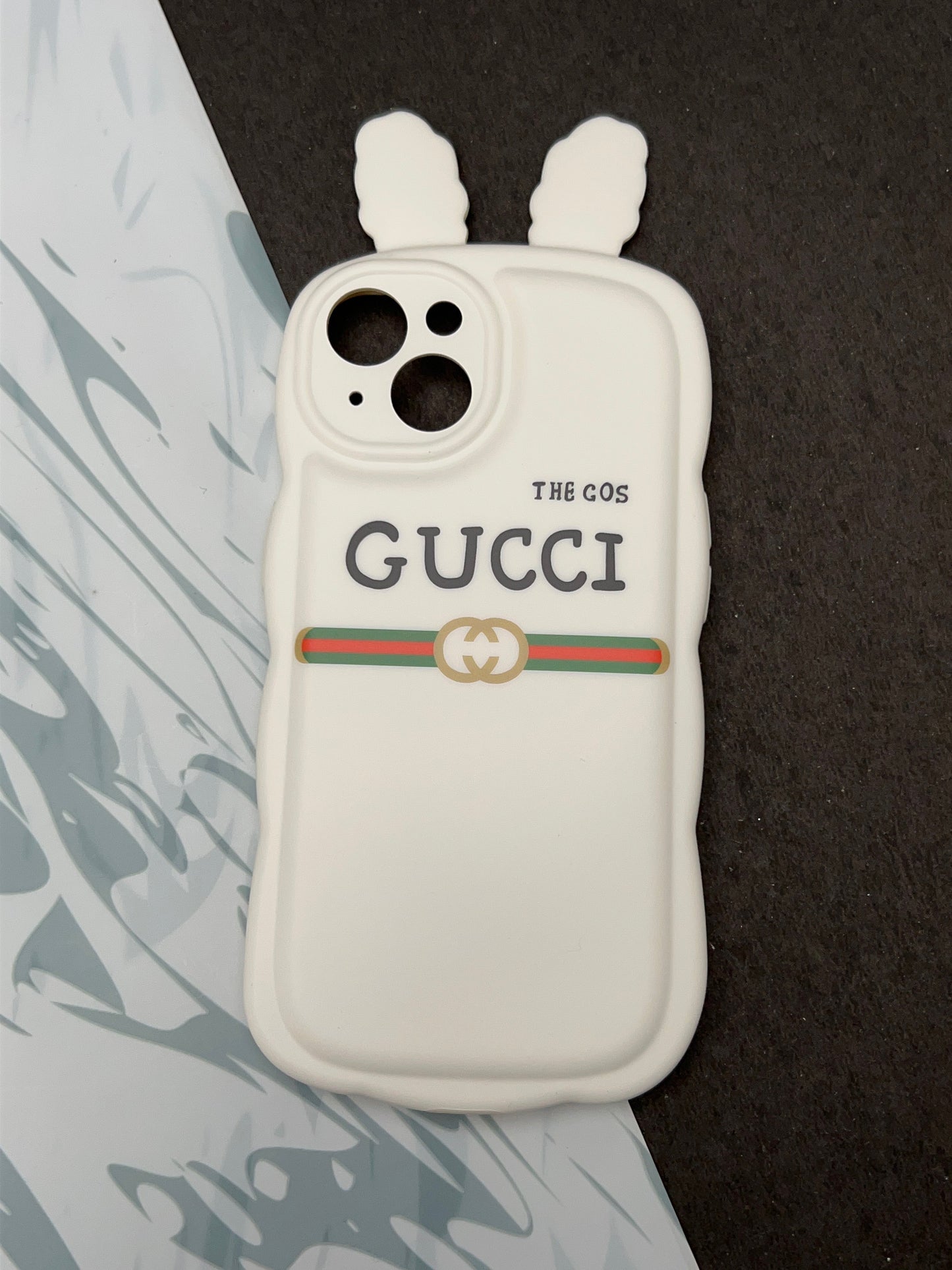 Cute White Rabbit Ears Wave GUCCI Case For iPhone