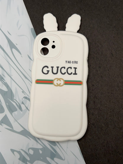 Cute White Rabbit Ears Wave GUCCI Case For iPhone