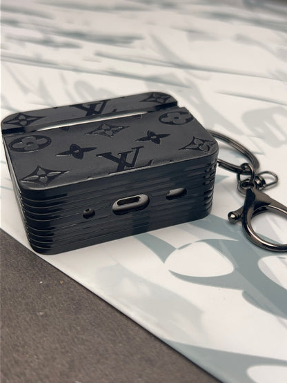 LV Black Square Silicon Case For Apple AirPods