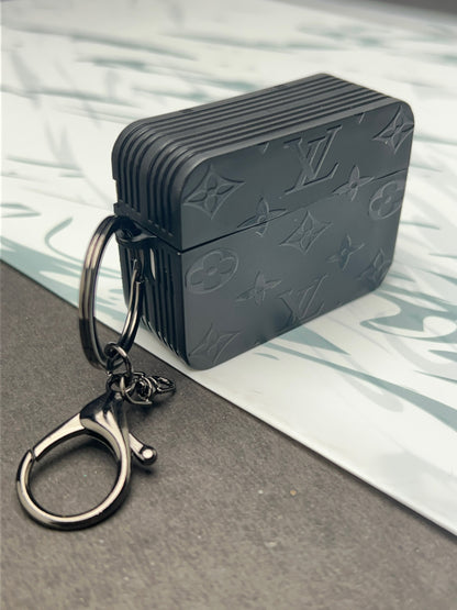LV Black Square Silicon Case For Apple AirPods