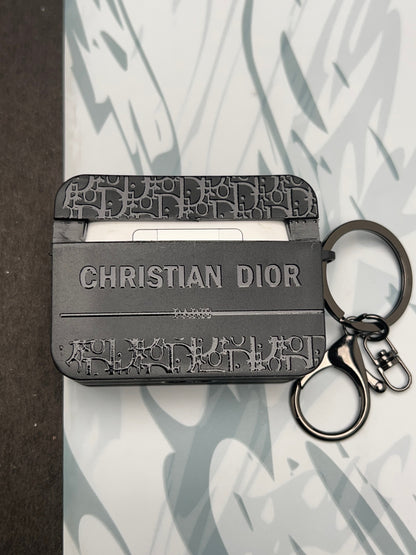 Christian Dior Black Square Silicon Case For Apple AirPods