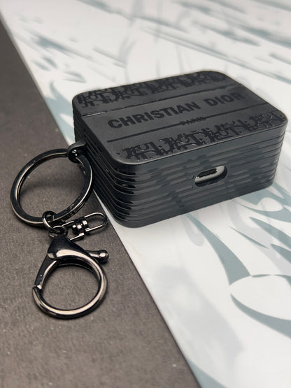 Christian Dior Black Square Silicon Case For Apple AirPods