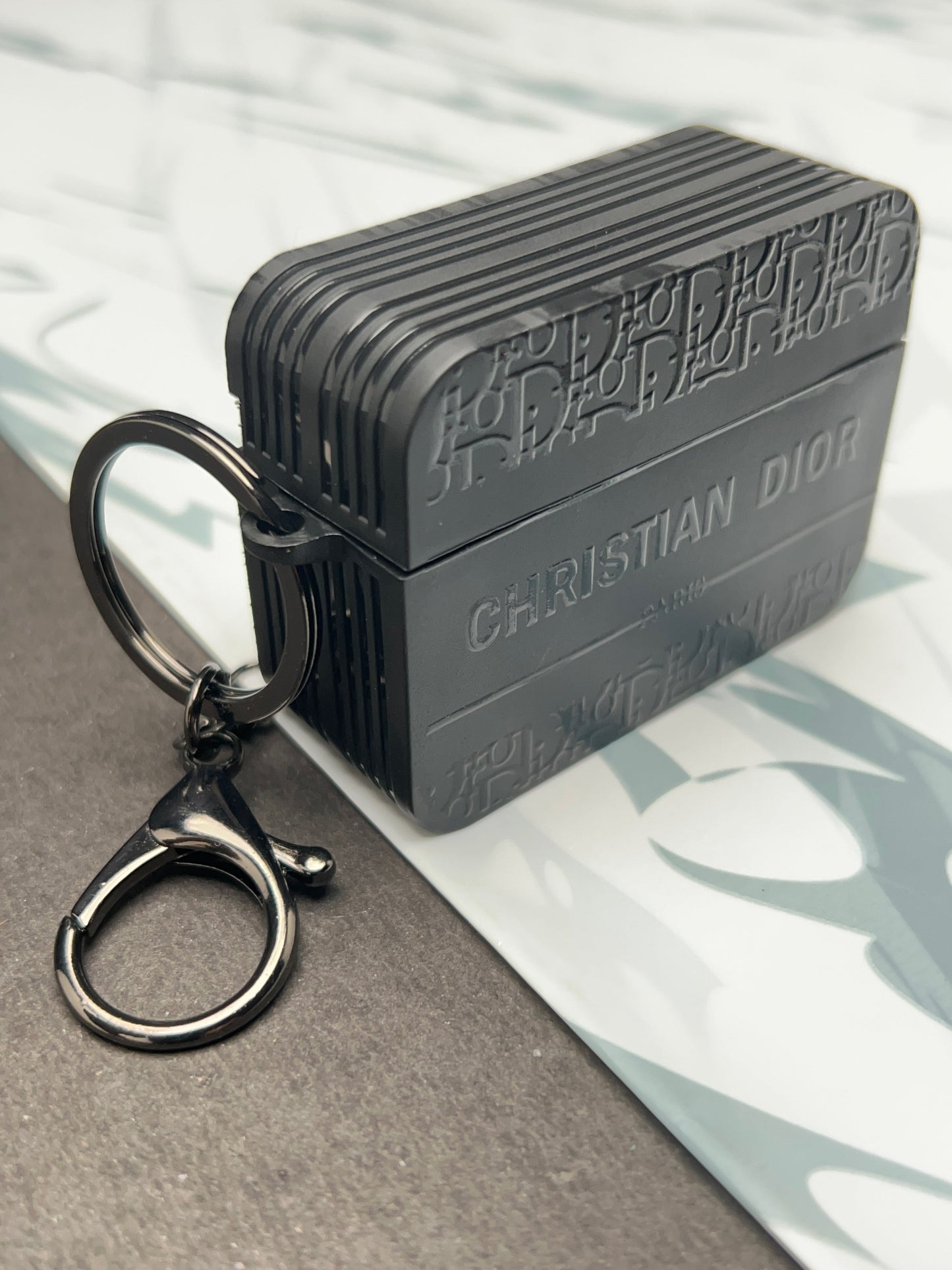 Christian Dior Black Square Silicon Case For Apple AirPods