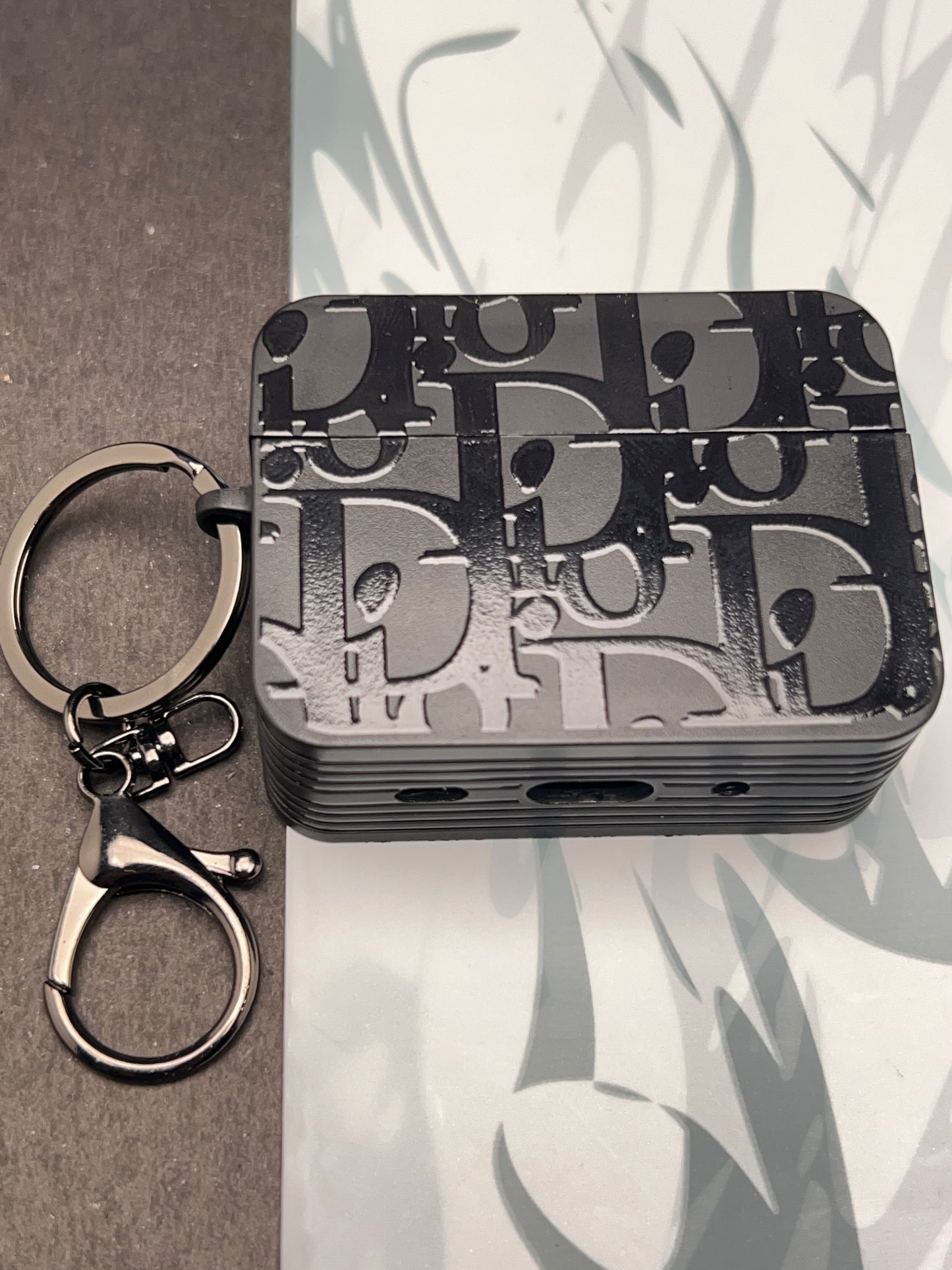 Dior Classic Black Square Silicon Case For Apple AirPods