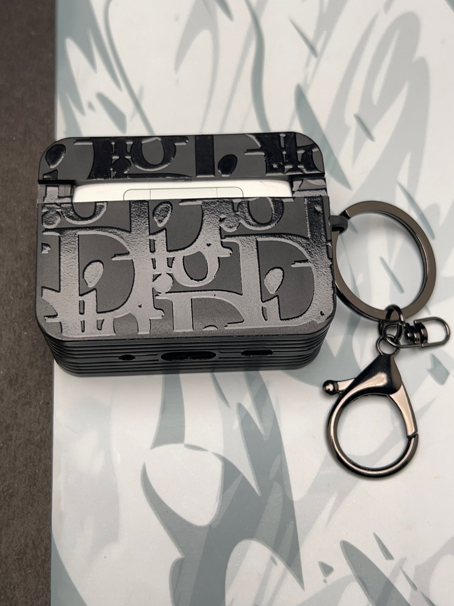 Dior Classic Black Square Silicon Case For Apple AirPods