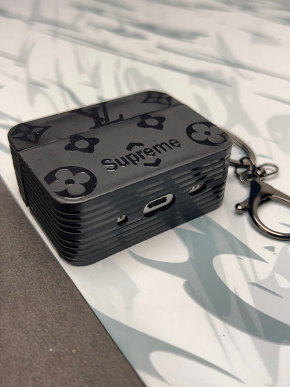 Supreme Black Square Silicon Case For Apple AirPods