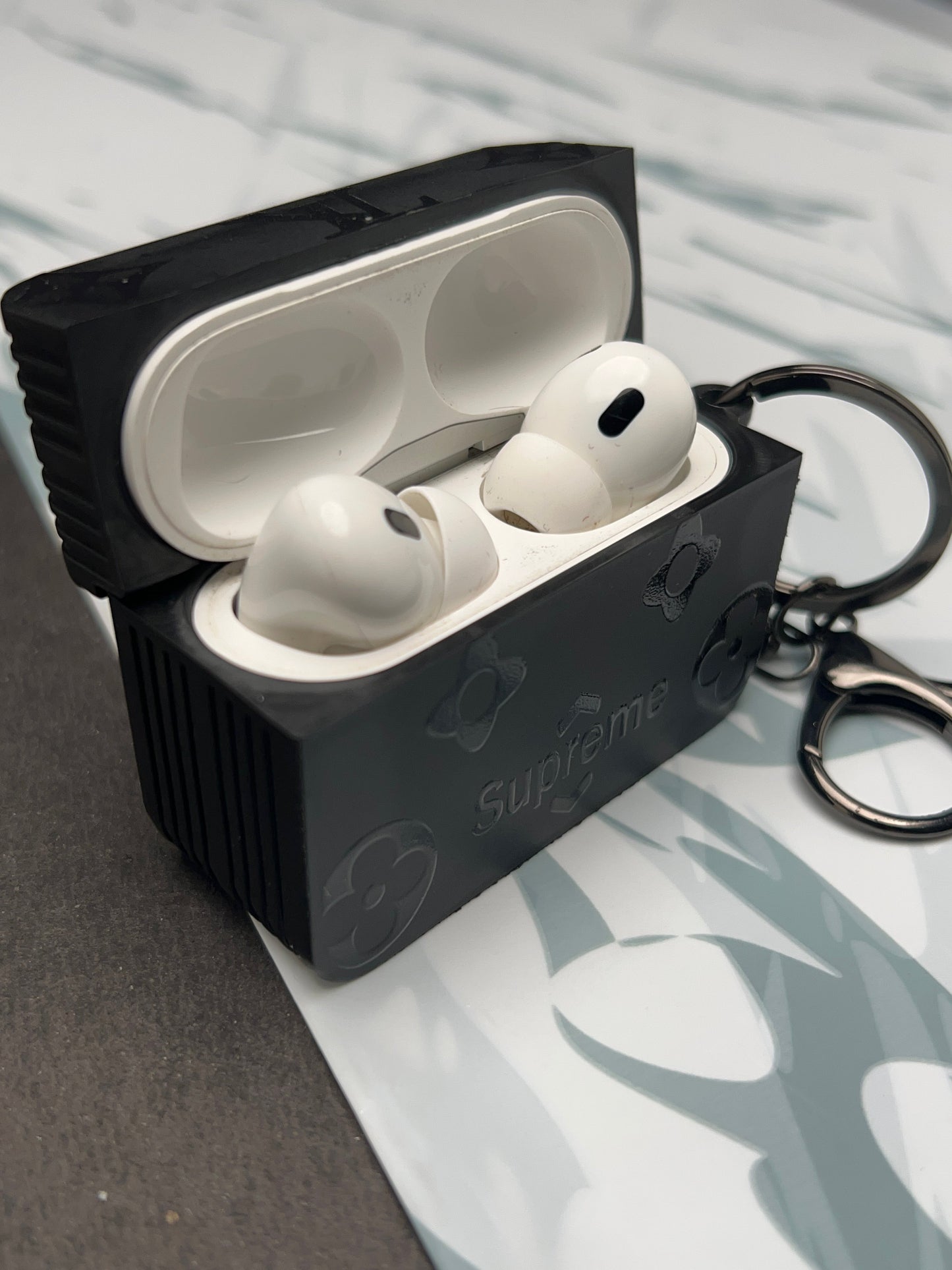 Supreme Black Square Silicon Case For Apple AirPods