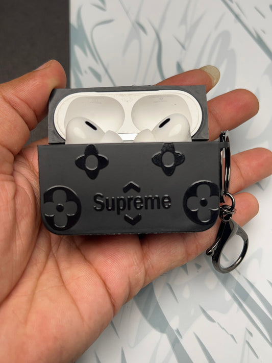 Supreme Black Square Silicon Case For Apple AirPods