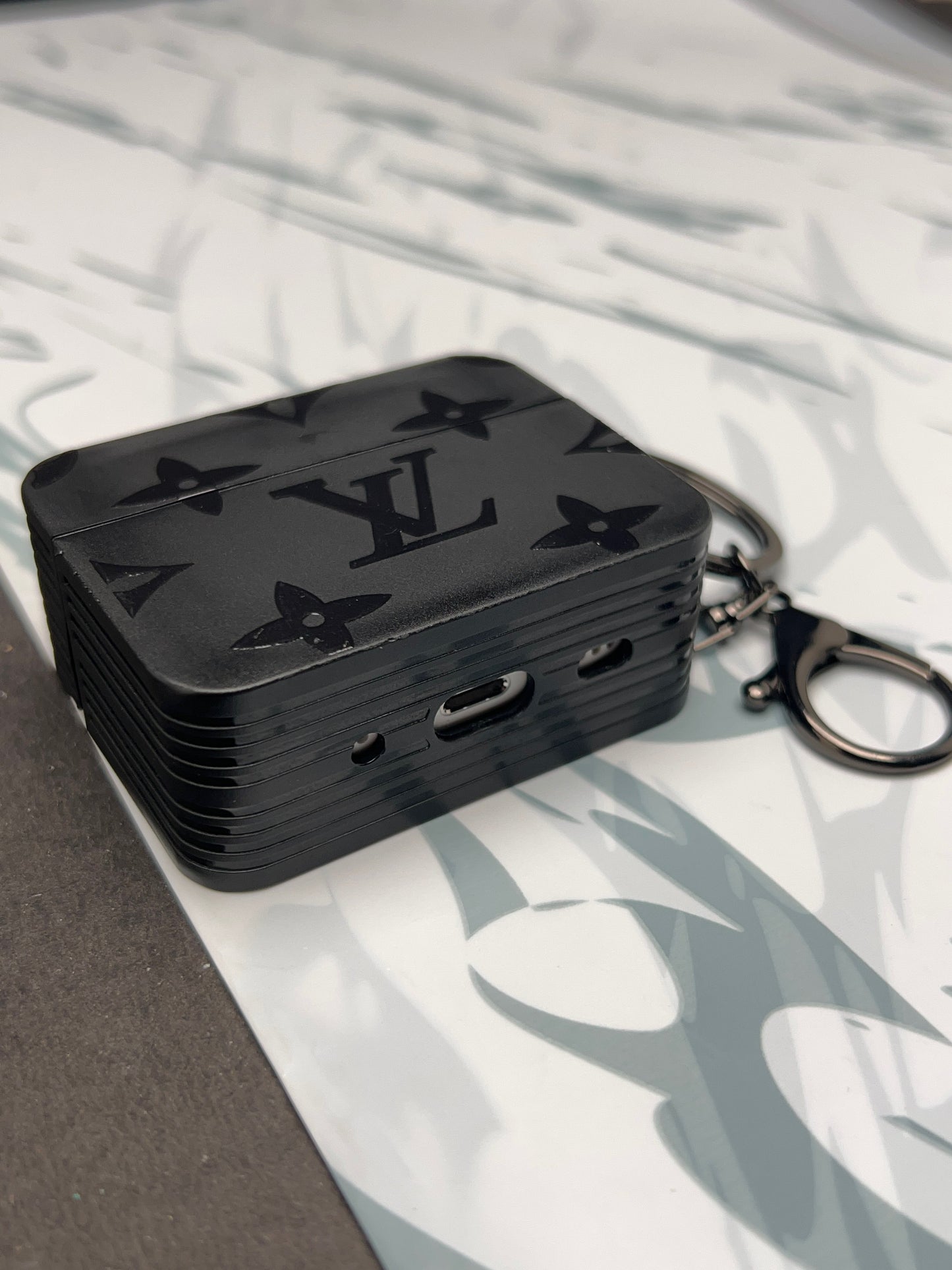 LV Classic Black Square Silicon Case For Apple AirPods