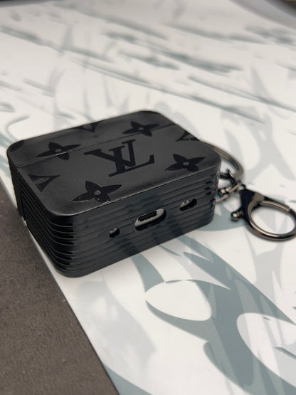 LV Classic Black Square Silicon Case For Apple AirPods