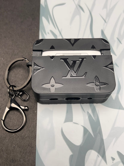 LV Classic Black Square Silicon Case For Apple AirPods