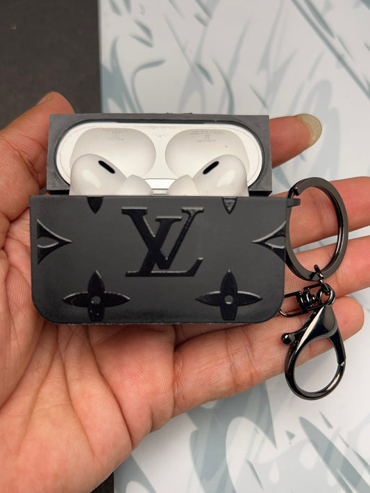 LV Classic Black Square Silicon Case For Apple AirPods