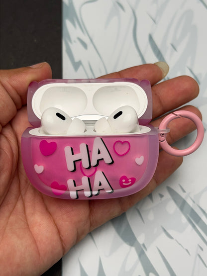 Ha Ha Ha Pink Heart Silicon Case For Apple AirPods