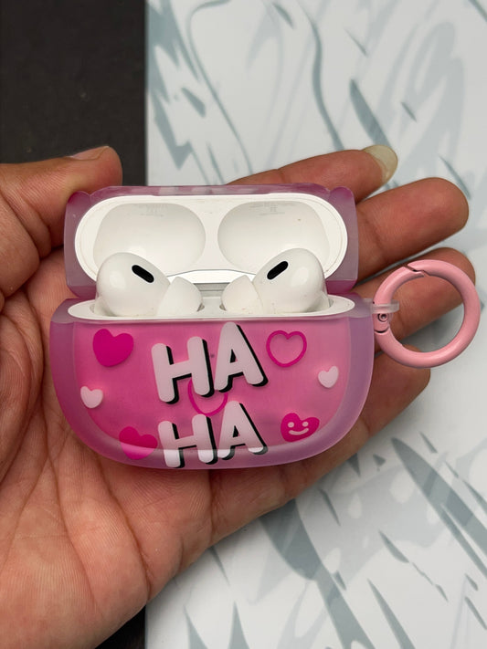 Ha Ha Ha Pink Heart Silicon Case For Apple AirPods