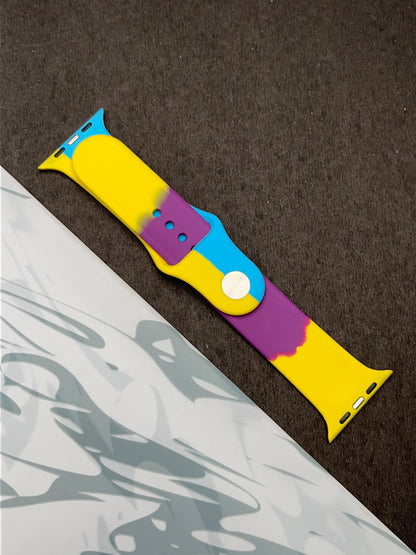 Purple Yellow Soft Silicone Unity Sport Band For Apple Watch