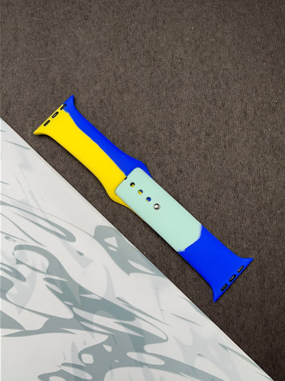 Yellow Blue Soft Silicone Unity Sport Band For Apple Watch