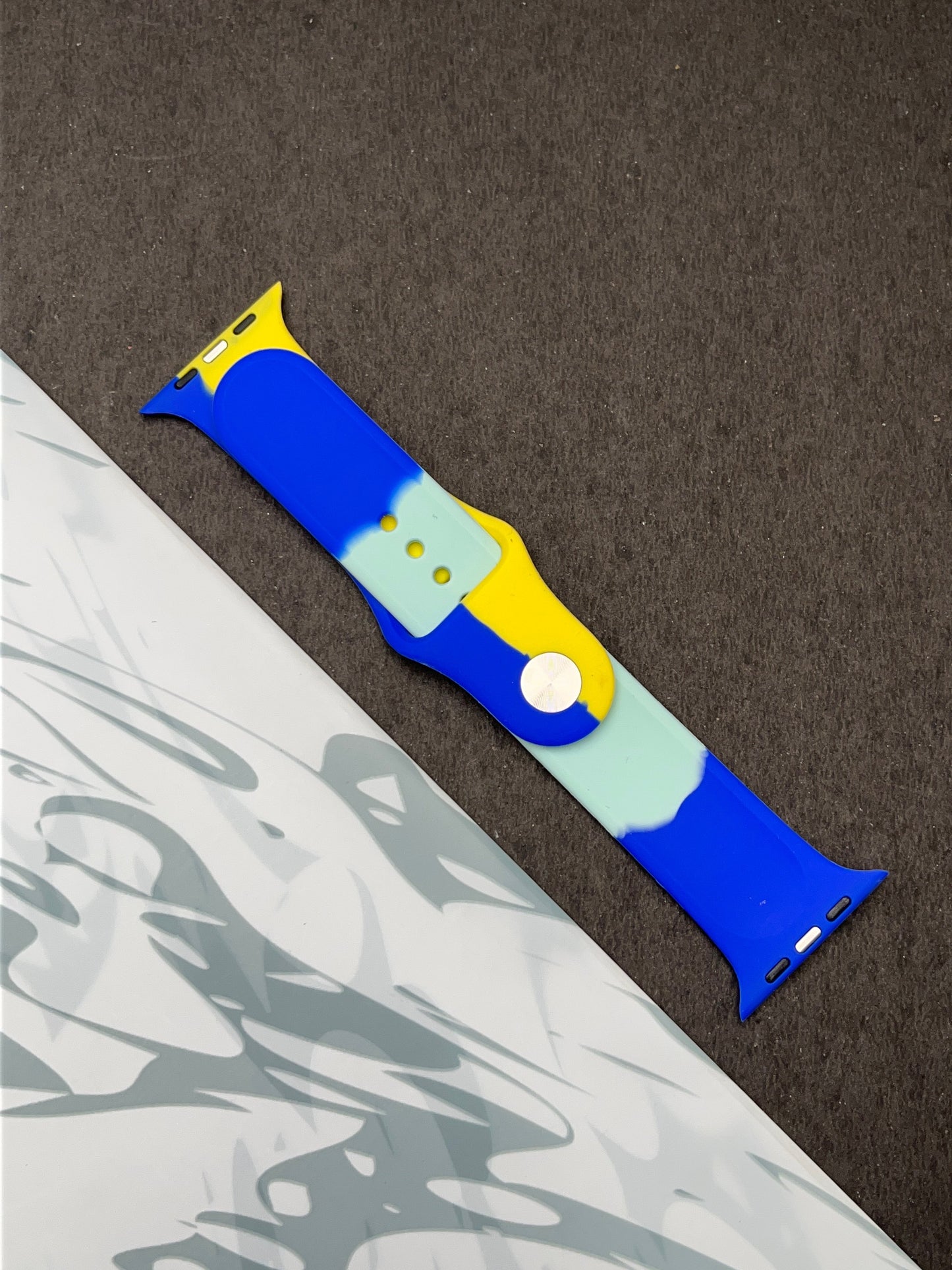 Yellow Blue Soft Silicone Unity Sport Band For Apple Watch