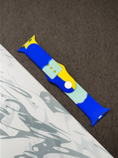 Yellow Blue Soft Silicone Unity Sport Band For Apple Watch