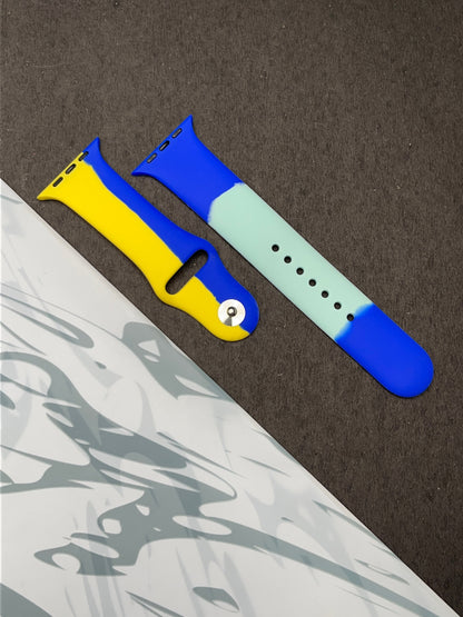 Yellow Blue Soft Silicone Unity Sport Band For Apple Watch