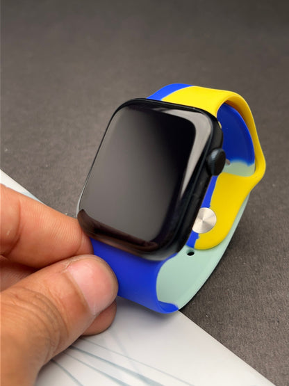 Yellow Blue Soft Silicone Unity Sport Band For Apple Watch