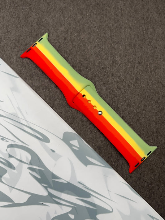 Red Green Linear Soft Silicone Unity Sport Band For Apple Watch