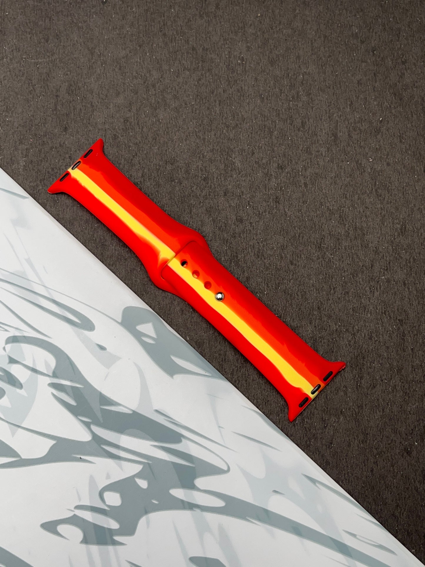 Red Linear Soft Silicone Unity Sport Band For Apple Watch