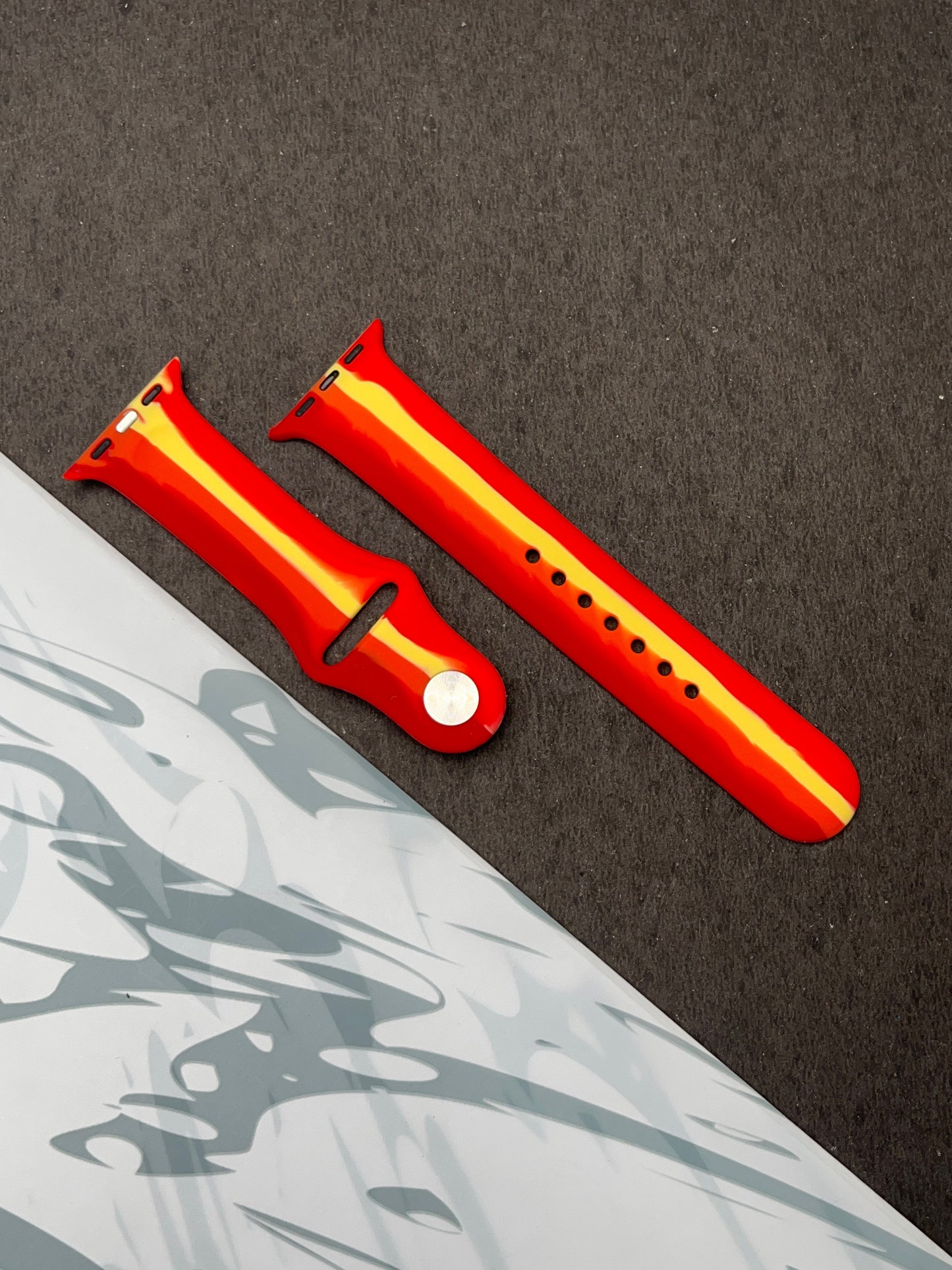 Red Linear Soft Silicone Unity Sport Band For Apple Watch