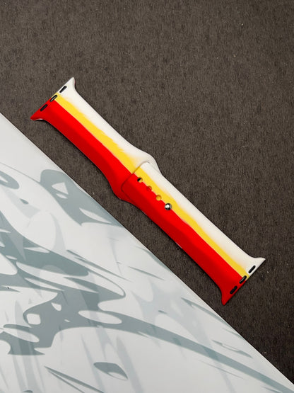 Red White Linear Soft Silicone Unity Sport Band For Apple Watch