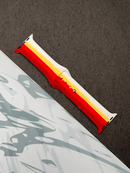 Red White Linear Soft Silicone Unity Sport Band For Apple Watch