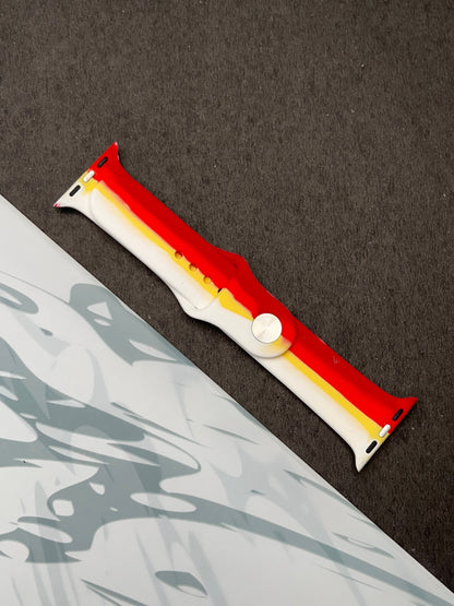 Red White Linear Soft Silicone Unity Sport Band For Apple Watch