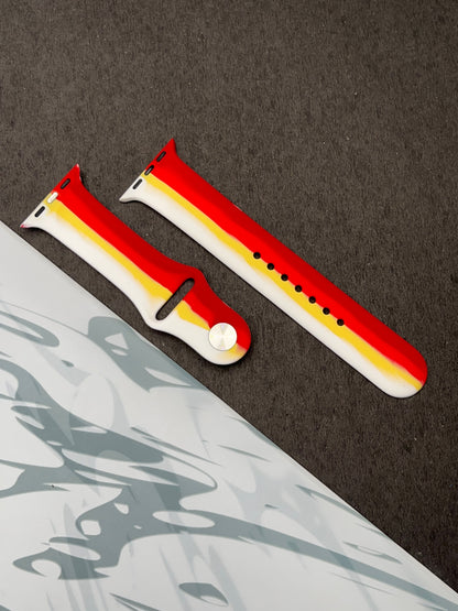 Red White Linear Soft Silicone Unity Sport Band For Apple Watch