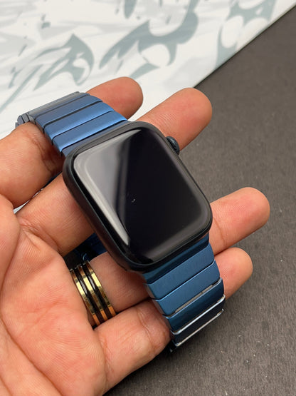 Link Strap Blue Metal Bracelet with Detachable link for Apple Watch