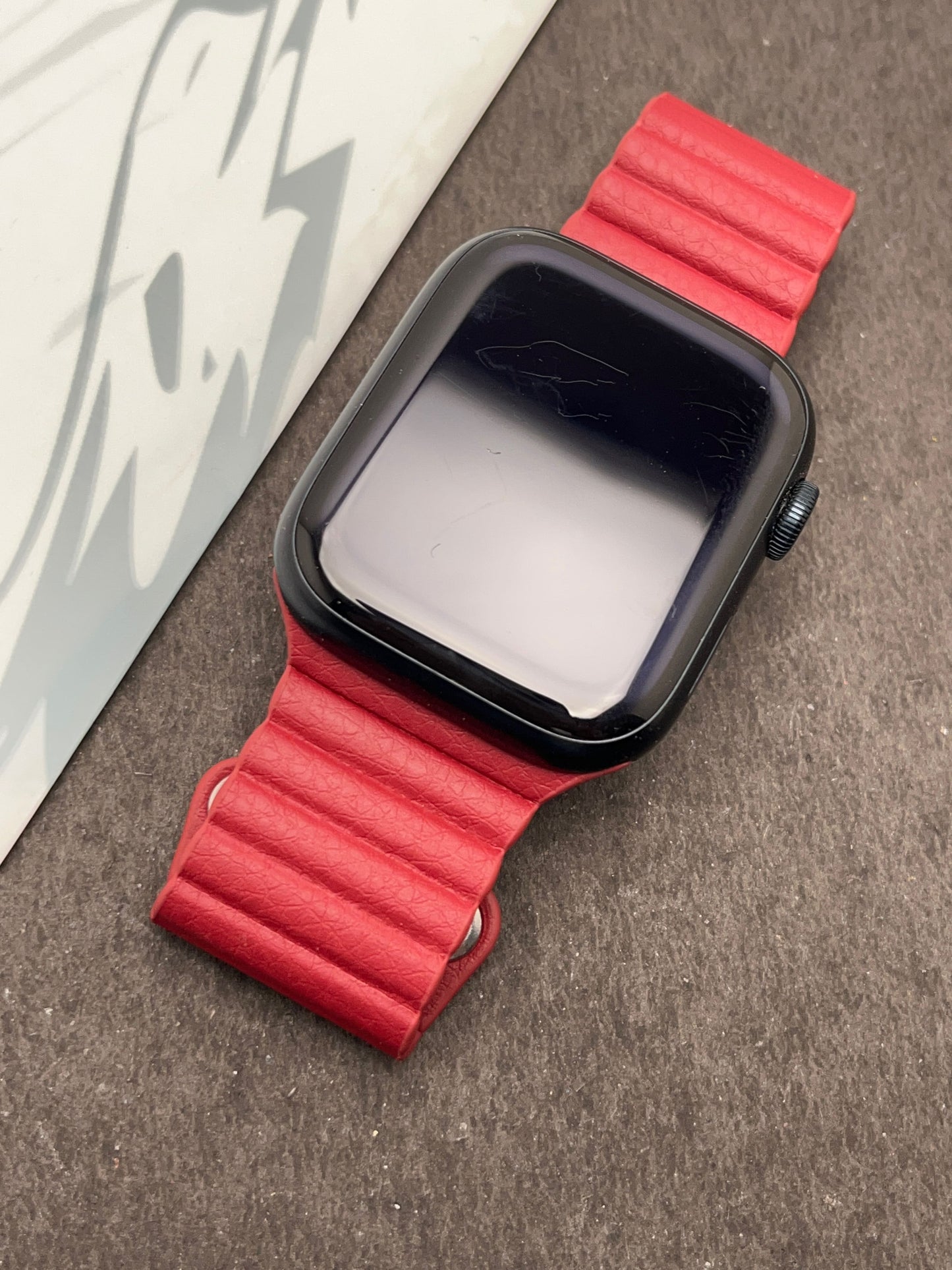 Dark Red Magnetic Leather Strap For Apple Watch