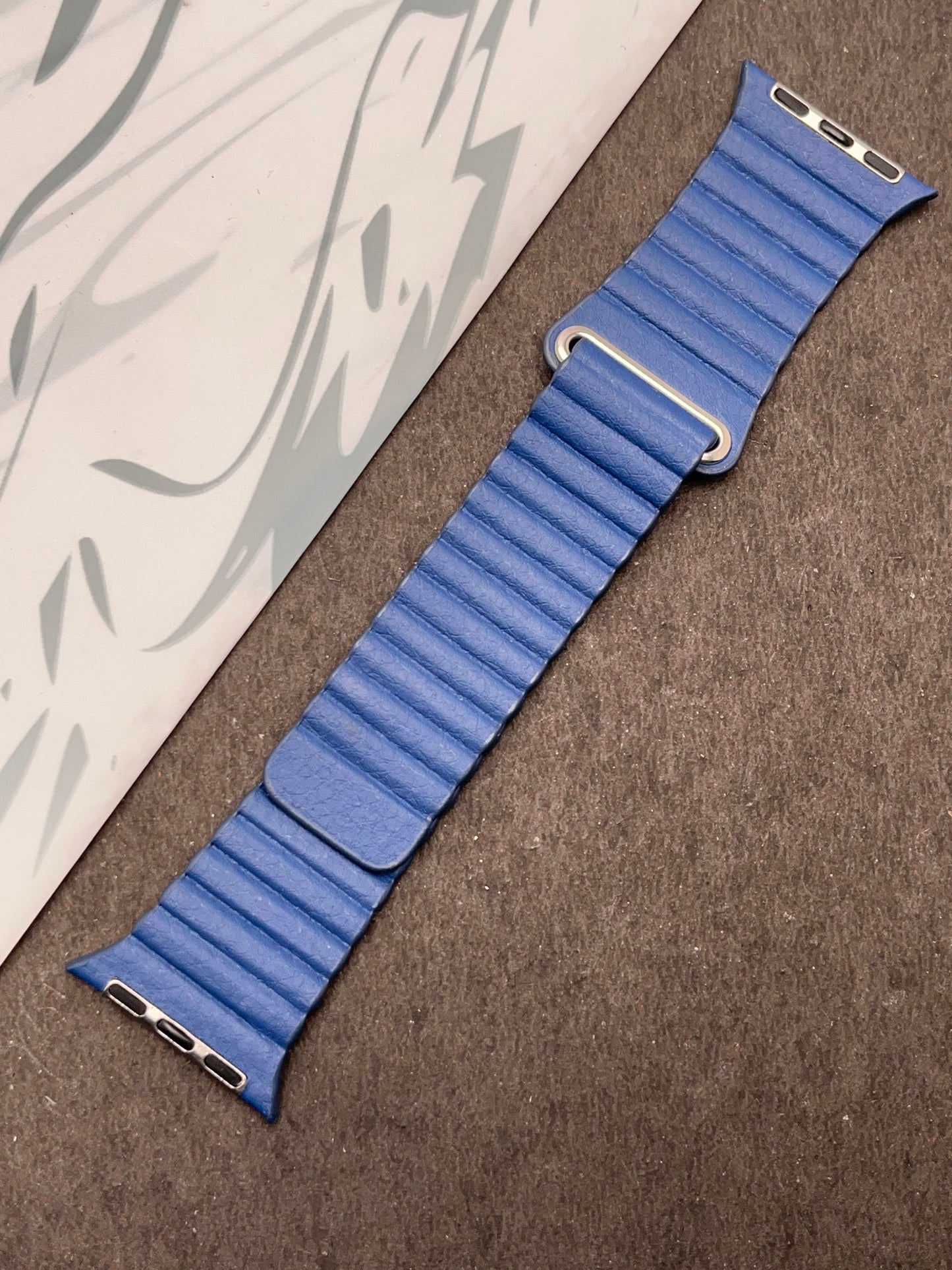 Blue Magnetic Leather Strap For Apple Watch