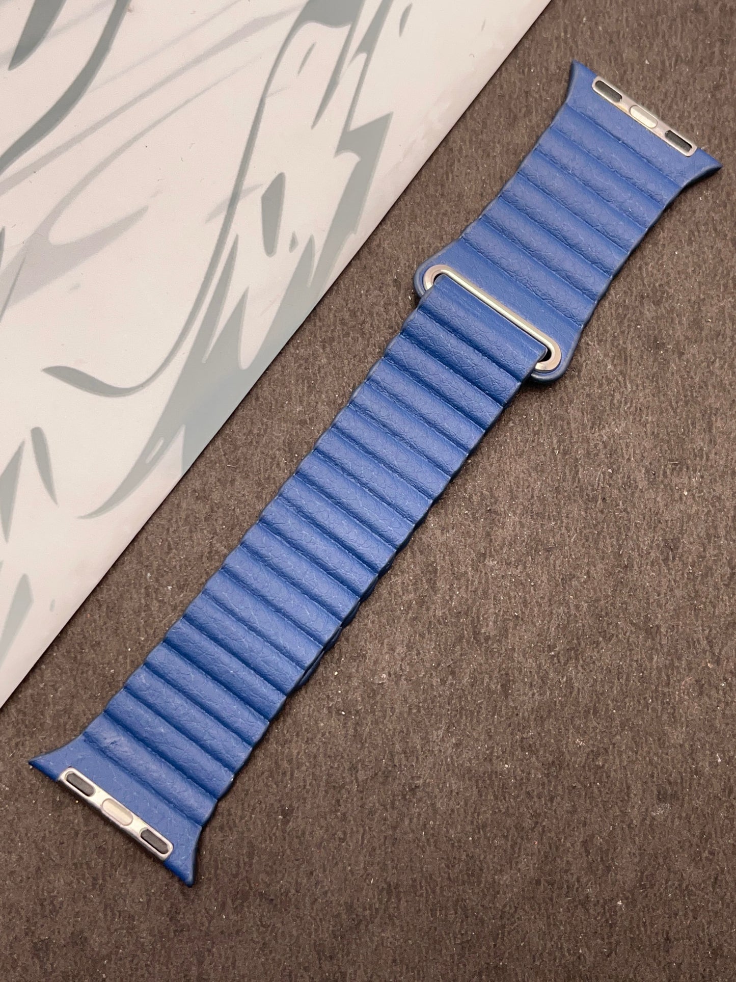 Blue Magnetic Leather Strap For Apple Watch