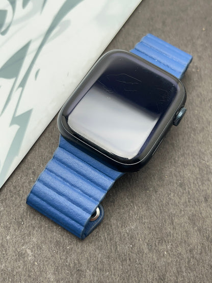 Blue Magnetic Leather Strap For Apple Watch