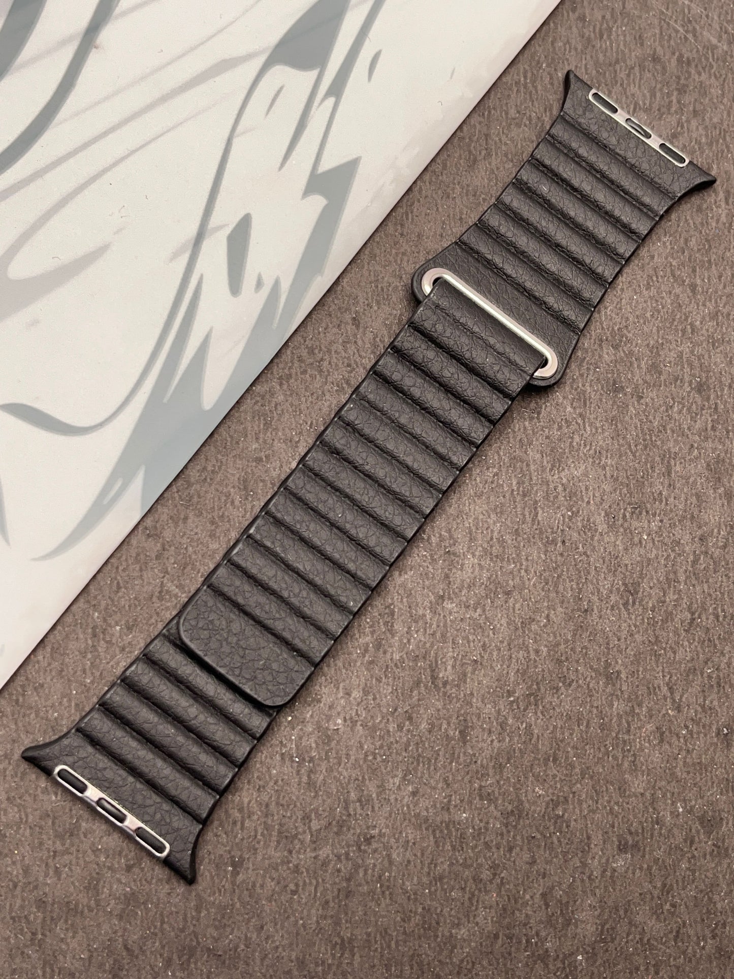 Black Magnetic Leather Strap For Apple Watch
