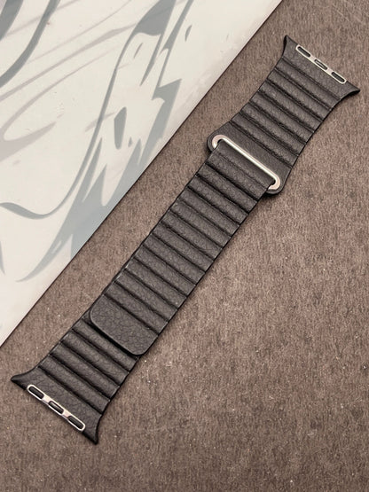 Black Magnetic Leather Strap For Apple Watch