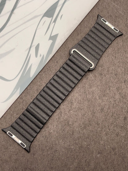 Black Magnetic Leather Strap For Apple Watch