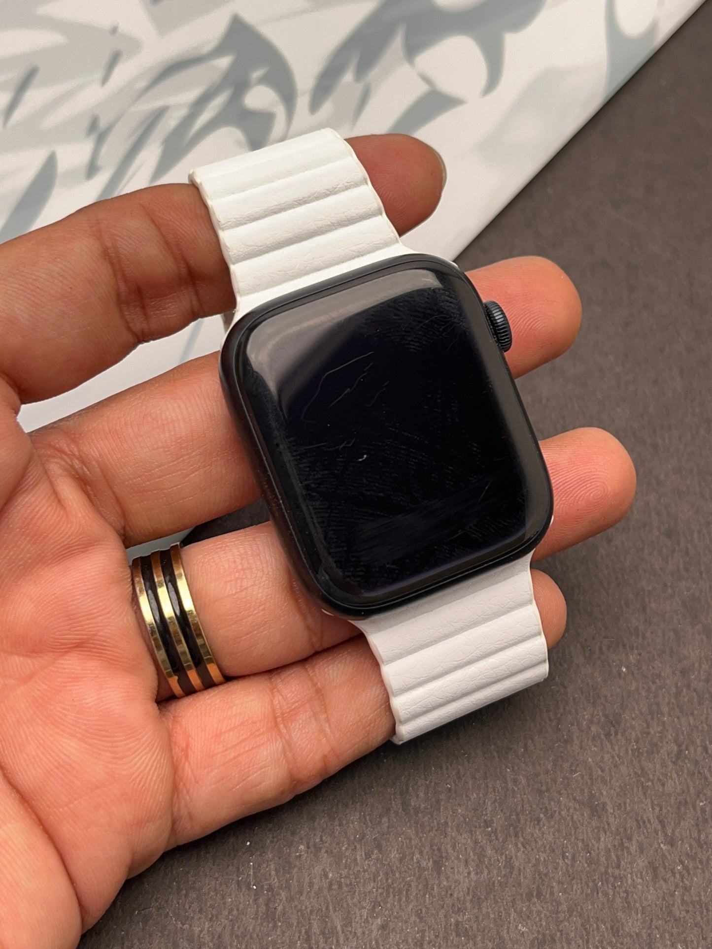 White Magnetic Leather Strap For Apple Watch