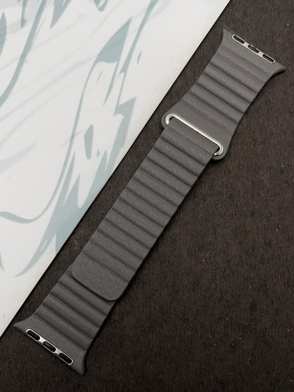 Grey Magnetic Leather Strap For Apple Watch